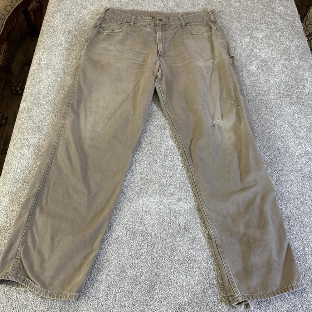 Carhartt Distressed Loose Fit Canvas Carpenter Work Pants 40x34 Utility
